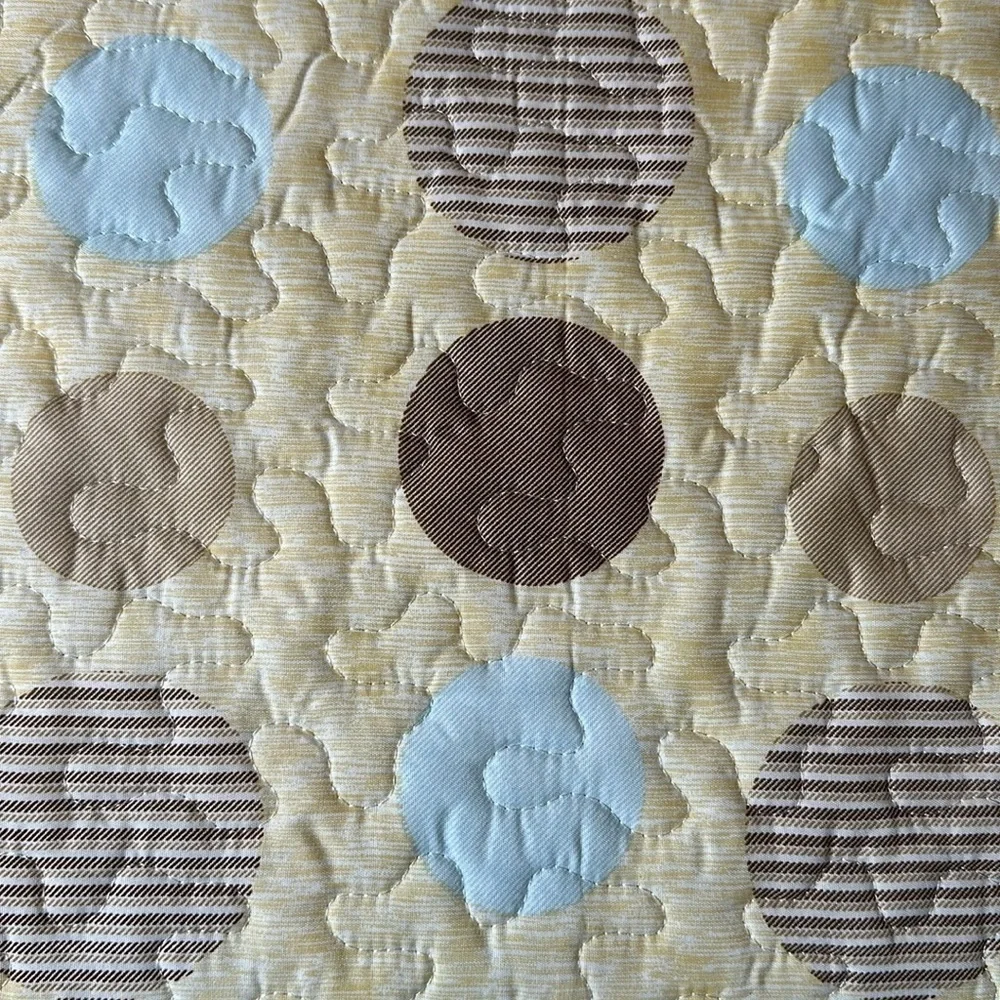 Hotel at home King 3pc Quilt set Dot with Stripes Brown and blue